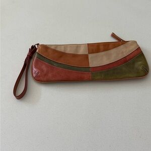 Kenneth Cole Clutch Brown Leather Patchwork Bag Wristlet